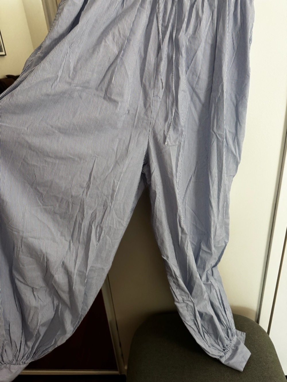 ZARA Blue White Striped Poplin Balloon Pants - Picture 3 of 6